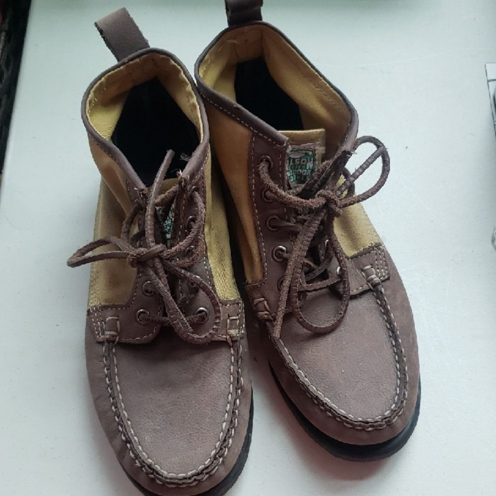 Filson Sebago Boots Tin Cloth Mens 7.5 Brown Tan Unisex Gorpcore Rugged Outdoor